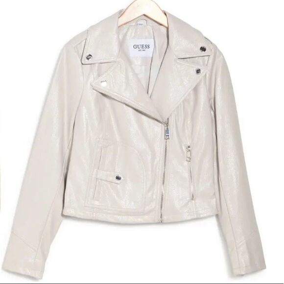 GUESS Faux Leather Crop Moto Jacket! - Picture 2 of 11